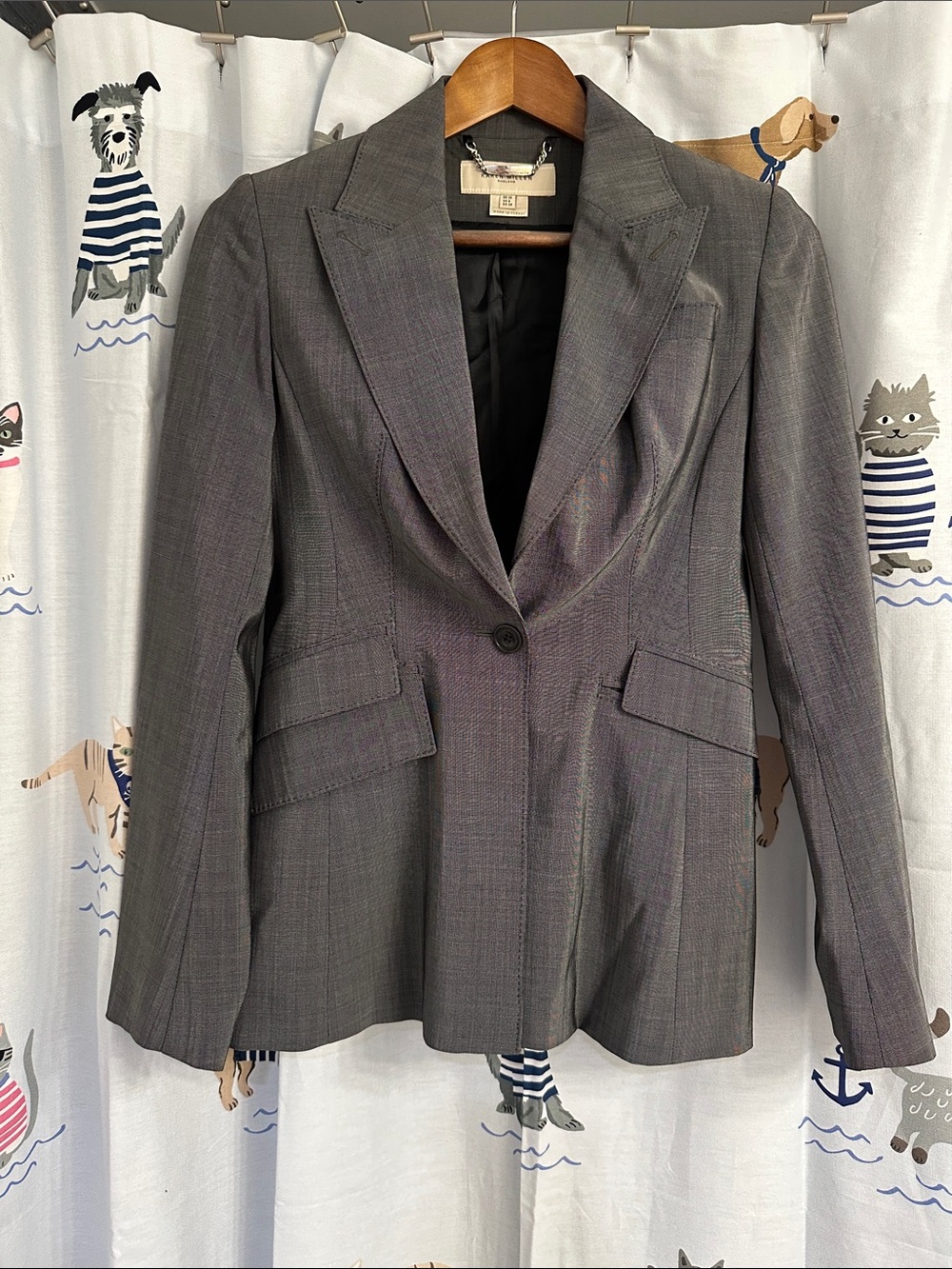 Karen Millen Charcoal Gray Single-Button Tailored Blazer